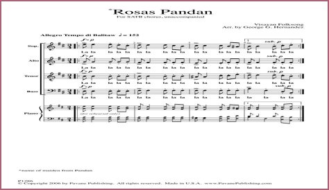 Who composed rosas pandan?