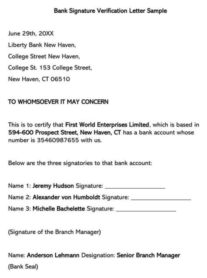 How can I write a letter to bank for signature verification?