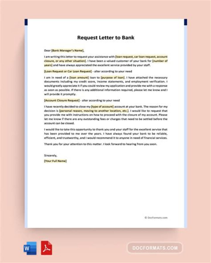 How do I write a bank request letter?