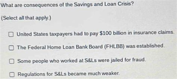 What are consequences of the savings and loan crisis?