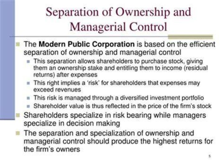 What are the reasons for separation of ownership and management?