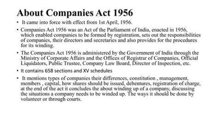 What is the main purpose of Companies Act 1956?