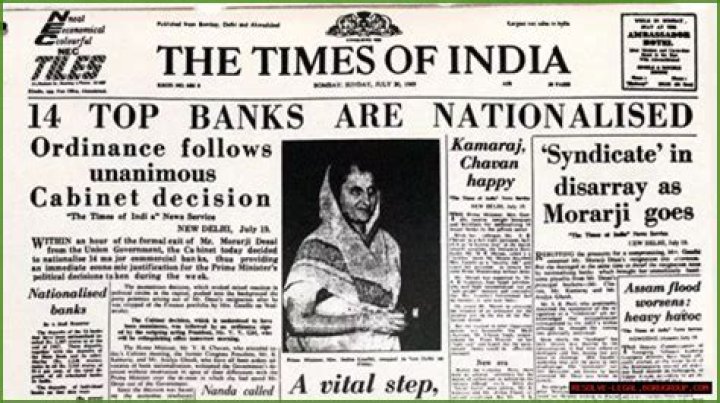When were banks Nationalised for the first time in India?